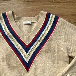 Sandro Paris Tan Chain Sweater Small